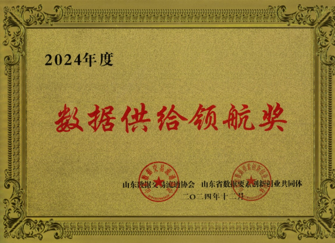 信息集团荣获2024年度数据供给领航奖